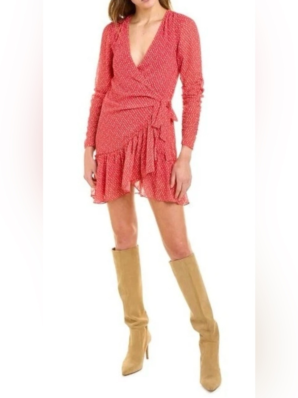All Saints Flores Heart Ruffle Mini
Wrap Dress
